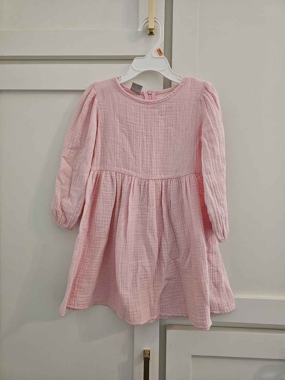 Girls' Light Pink Long-Sleeve Dress